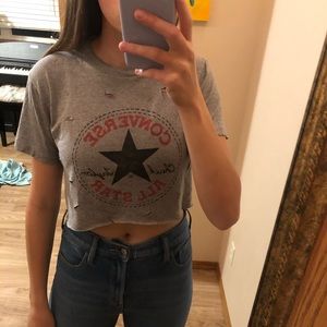 Thrifted distressed converse shirt